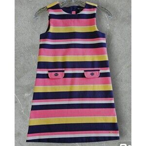 Tommy Hilfiger Girls Sleeveless Stripes Dress Button Backed Multicolor Size M